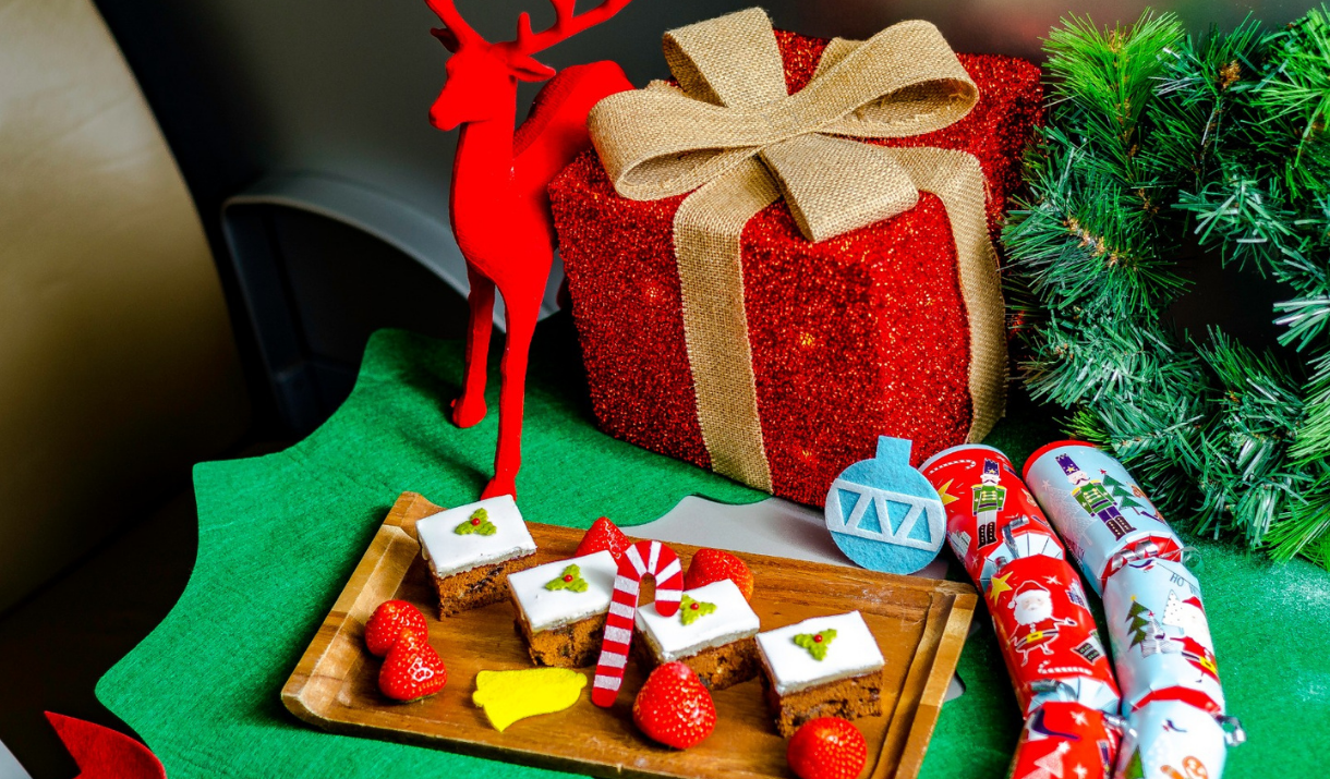 Christmas cake treats on board Uber Boat by Thames Clippers